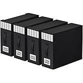StorageTastic 4 Pack Bed Sheet Closet Organizers and Storage,Sturdy Foldable Storage Containers with Window and Label,Storage and Organization for Bedding Sheets,Duvet Covers,Blankets (Black)