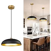 kudos 15 Inch Large LED Pendant Lights, Black and Gold Pendant Light Fixtures, Modern Hanging Lights for Kitchen Island, Dini