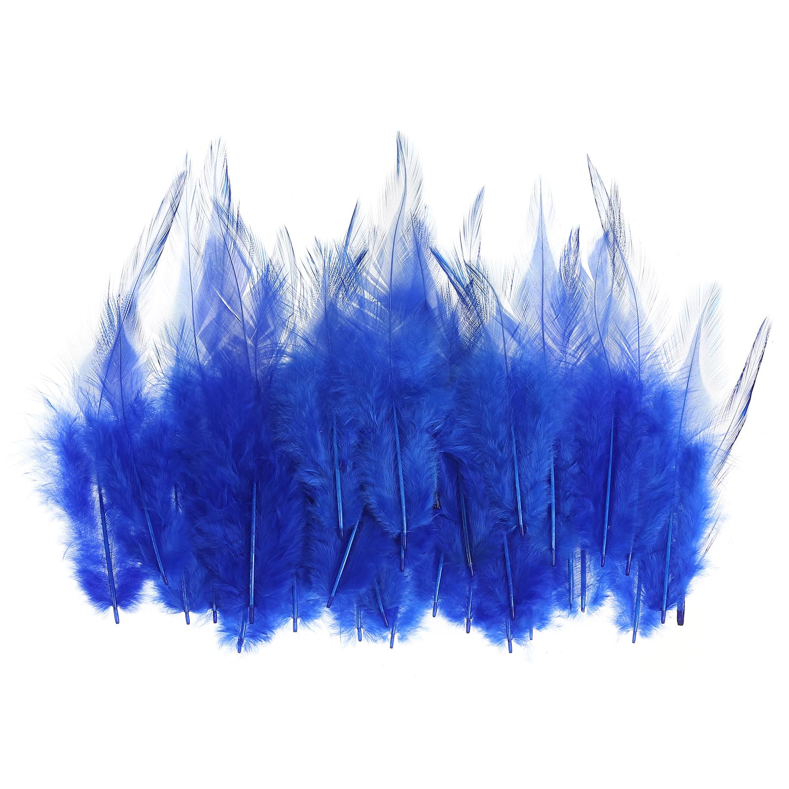PATIKIL 3-6 Inch Saddle Hackle Rooster Feather, 100 Pcs Bulk Natural Feathers Fluffy Craft Feathers for Dream Catcher Earrings Pendant, Dark Blue