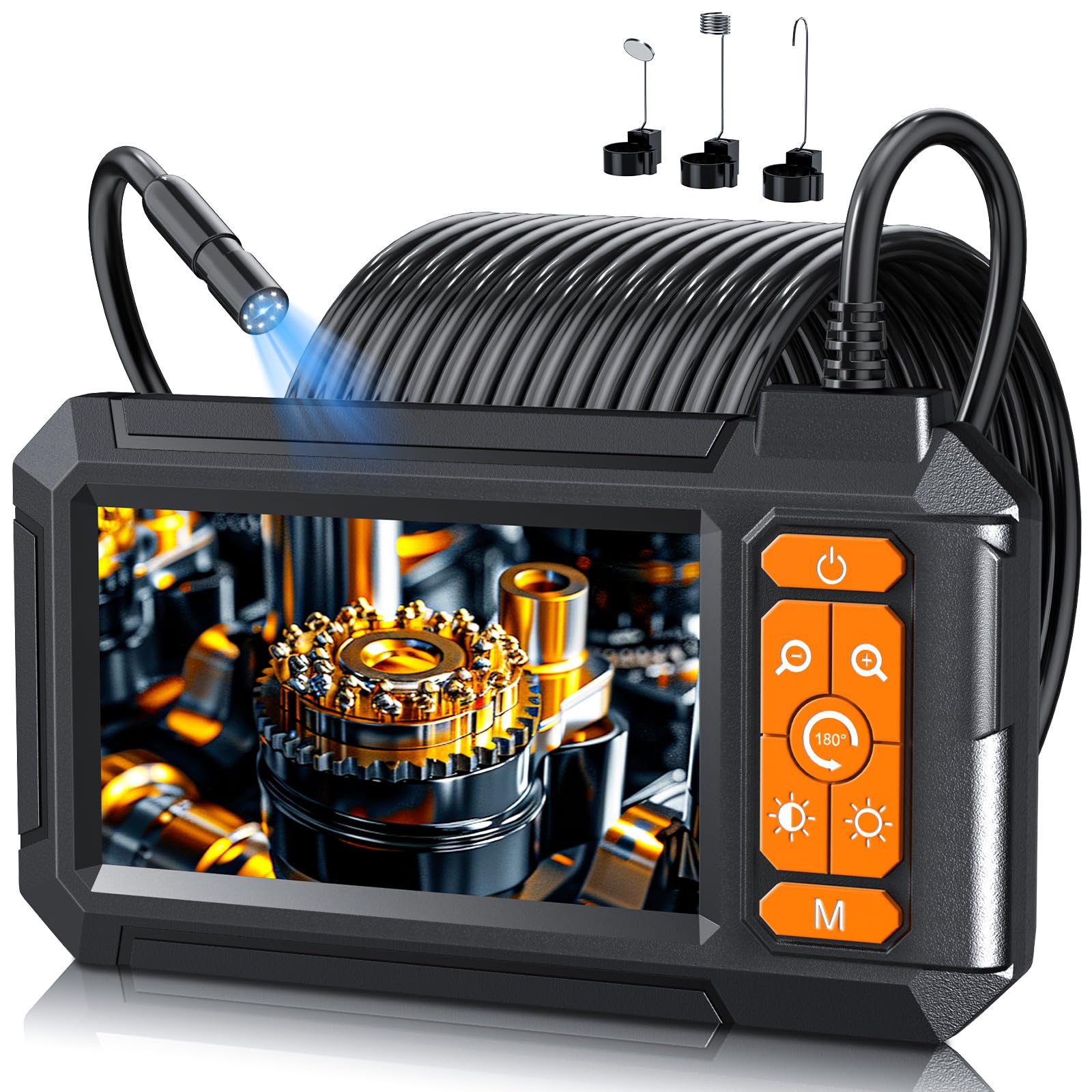 Photo 1 of Endoscope Camera with Light, 1080P HD Borescope with 8 Adjustable Lights, 4.3" Endoscope with 6.5ft Semi-Rigid Snake Camera, IP67 Waterproof Borescopese for Sewer, Cool Gadgets & Tools for Men