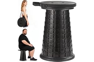 Spisces 2025 Heavy Duty XXL Collapsible Stool | 1000lbs Capacity, 20-in Taller & 13-in Wider Foldable Retractable Telescoping Stool for Adults, Oversized Camping, Fishing, Concert, Event, Stadium