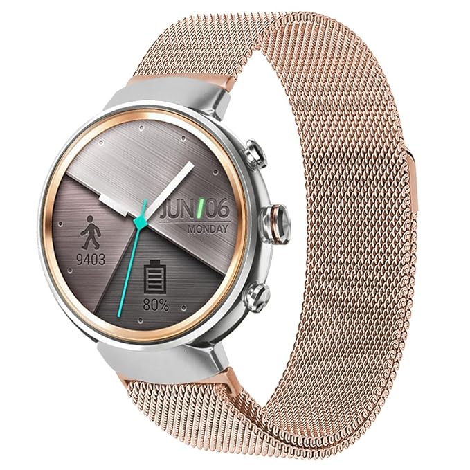Oitom ZENWATCH 3 Band, Premium Woven Milanse Loop Stainless Steel Watch Band Strap for ASUS ZENWATCH 3 Smart Fitness Watch(Rose Gold Large ...