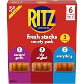 RITZ Fresh Stacks Crackers Variety Pack, 3 Flavors, 6 Multi Snack Packs | Original, Everything, and Garlic Butter, Travel Snacks, Individually Wrapped