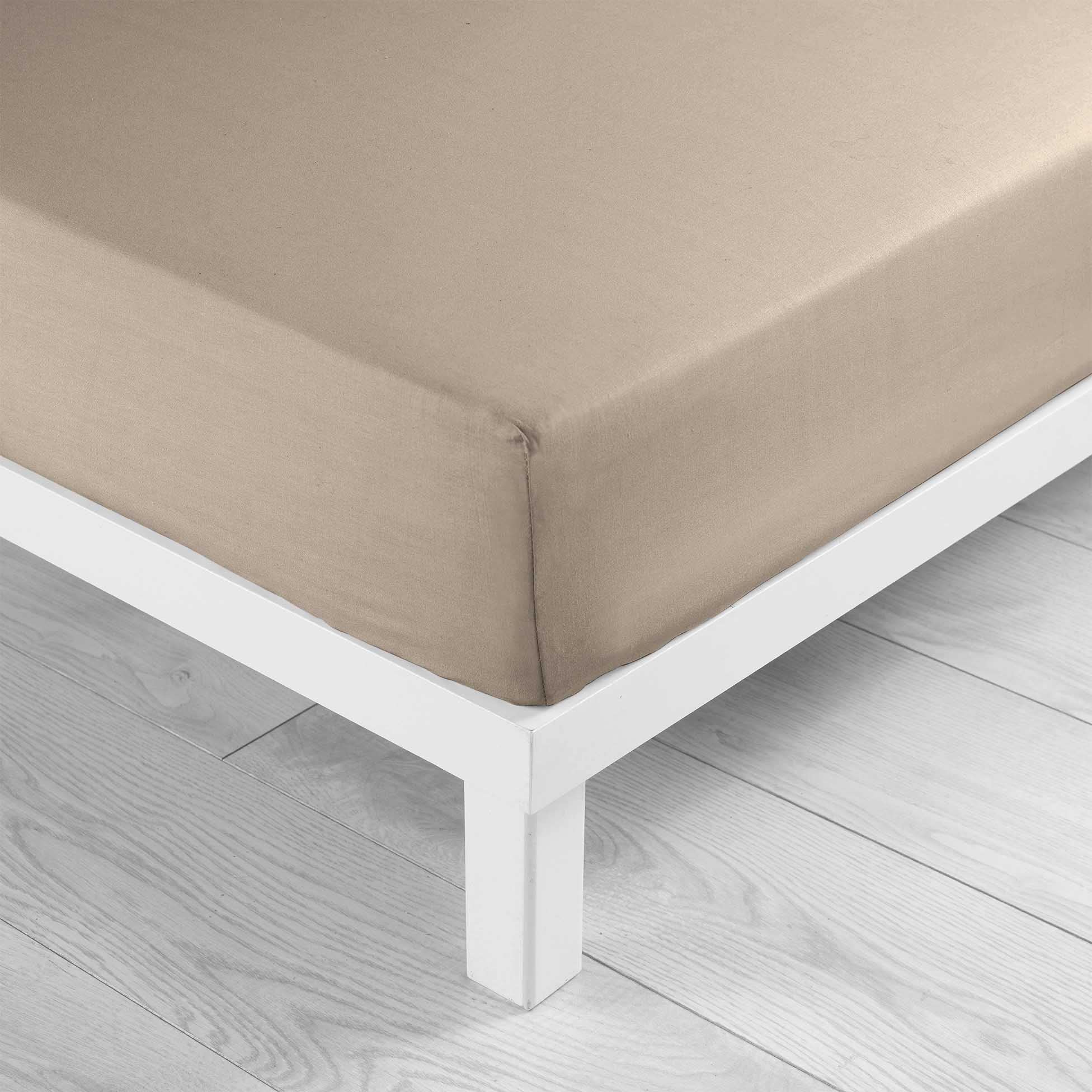 douceur d'intérieur, Fitted Sheet (160 x 200 cm) Lina Sand, 100% Cotton