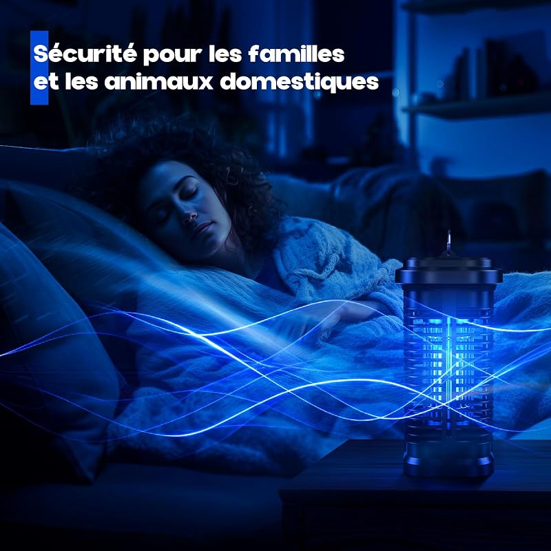 Lampe Anti Moustique, 20W UV Anti Insectes Volants, 2 en 1 Électrique Anti Moustique, Tueur D'Insectes Raquette Anti Moustique Electrique, pour Camping Intérieur Extérieur