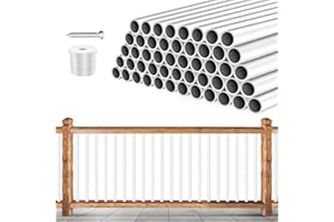 CERBEARFY 101 Pack Aluminum Deck Balusters 32" x 3/4" White Round Aluminum Balusters, Deck Railing Stair Porch Staircase Spindles Indoor Outdoor Balusters for Deck Railing Spindles with Balusters Conectors