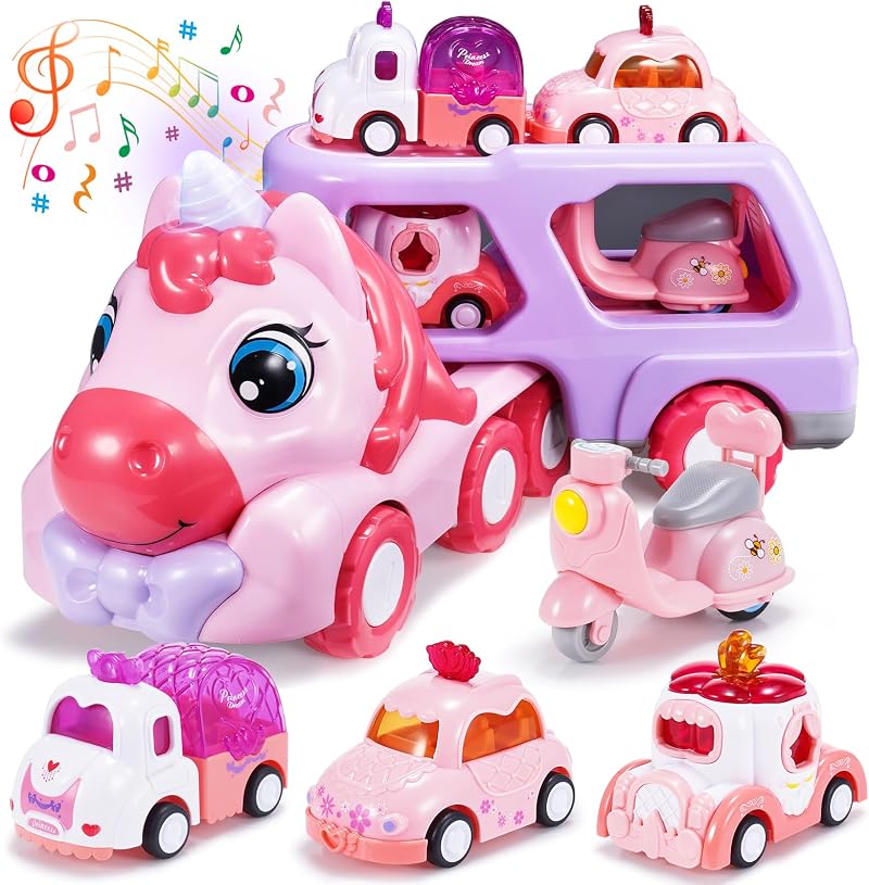 EUTOYZ Unicorn Car 5-in-1 Toddler Toys Set for Girls 1-3 Years