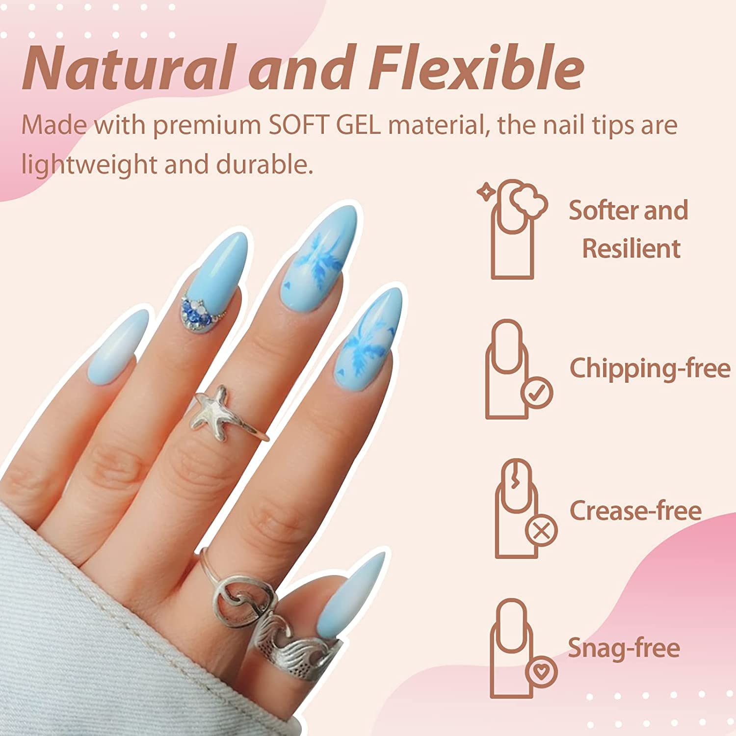 UNA GELLA Almond Fake Nails 216pcs Almond Press on Nails Pre-shape Nails Tips for Full Cover Acrylic French False Nails For Nail Extension, DIY Salon 12 Sizes Gelly Tips - Image 2