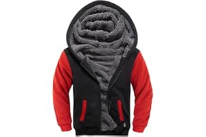 GEEK LIGHTING Boys Sherpa Lined Hoodie Kids Fleece Sweatshirt Full Zip Hooded Jacket