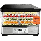 Food Dehydrator-12.6'' Bigger Dehydrators for Food and Jerky, 300W 158 ℉ Temp Control &amp; 24H Timer Food Dryer with 5 StackableTrays Fruit Dryer for Herb, Fruit, Mushroom