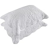 BOSOWOS Pillow Shams Standard Size Set of 2, Ultra Soft Breathable Quilted Pillow Cases 20 x 26 inches for Sleeping, Decorative Microfiber Bed Pillowcases Easy Care, White