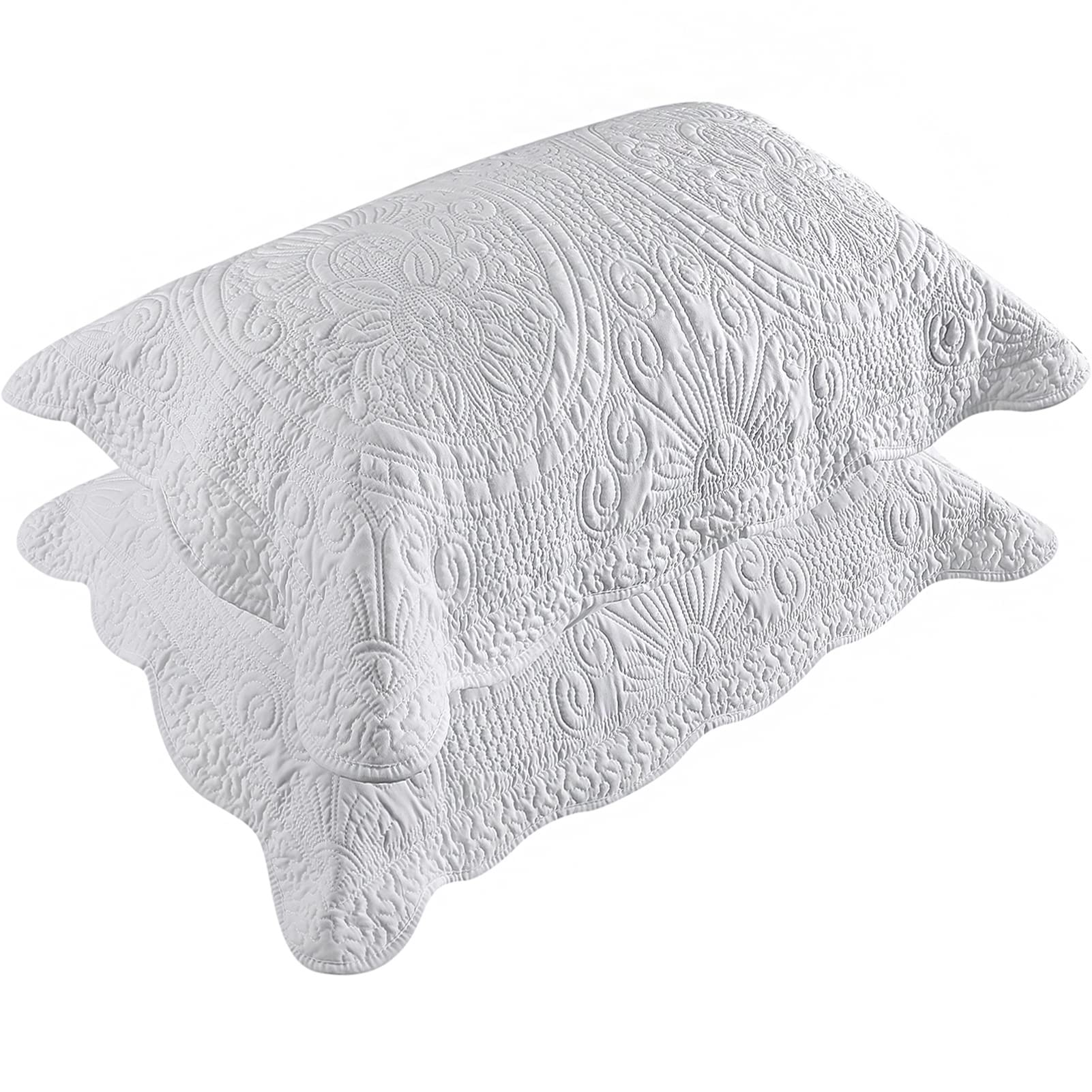 Photo 1 of BOSOWOS Pillow Shams Standard Size Set of 2, Ultra Soft Breathable Quilted Pillow Cases 20 x 26 inches for Sleeping, Decorative Microfiber Bed Pillowcases Easy Care, White