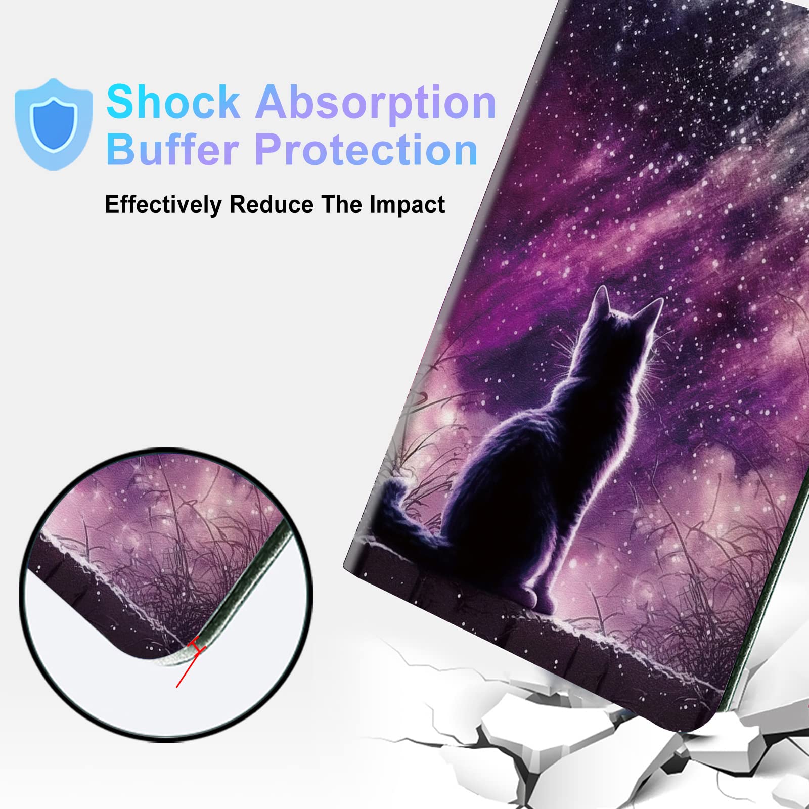 BPQOJB for Kindle Paperwhite Case 11th Generation 2021 6.8 inch for Kindle Paperwhite Signature Edition Case with Adjustable Stand & Auto Wake/Sleep Feature Smart Protect Cover - Galaxy Cat