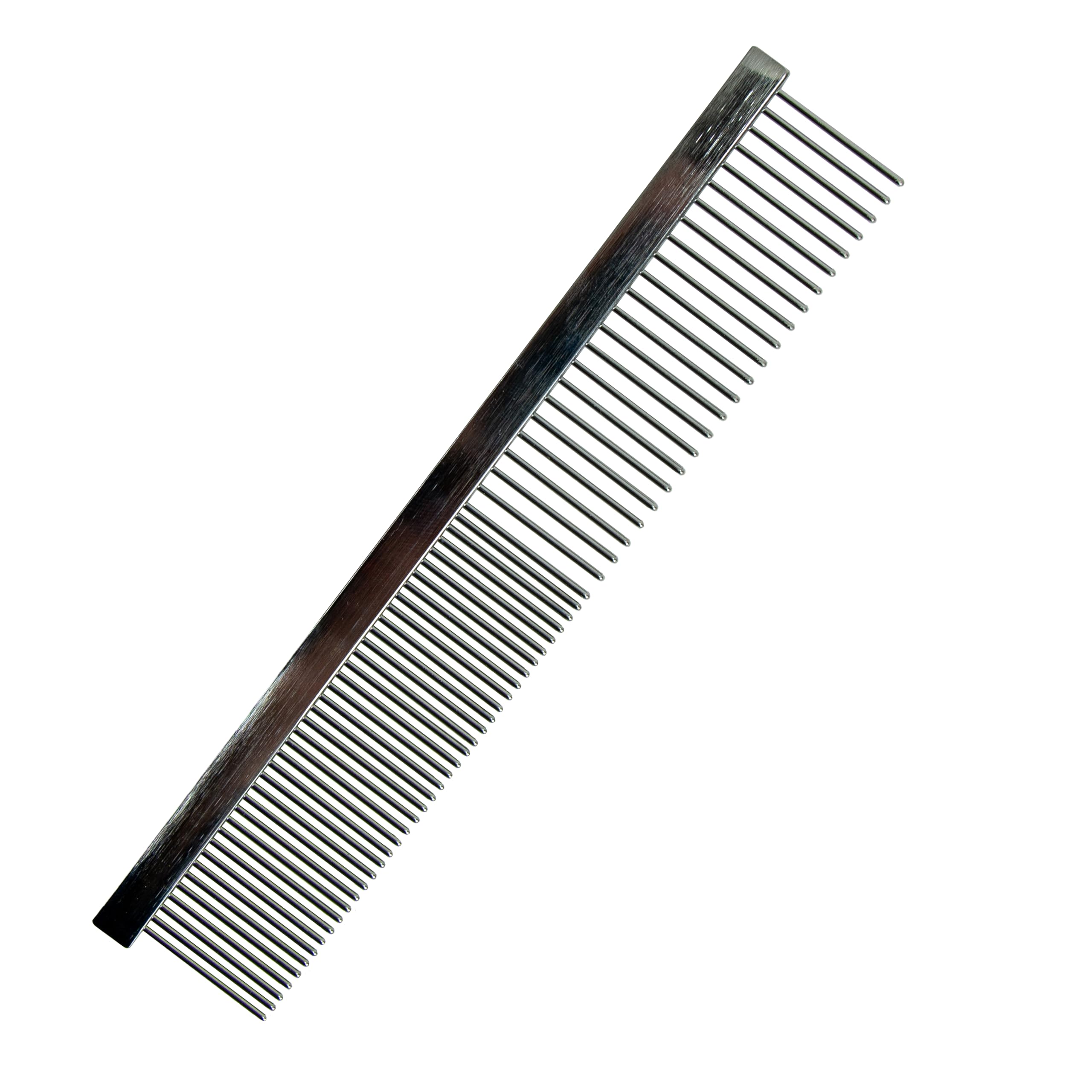 Ancol Ergo Metal Comb - Silver Grooming Tool for Dogs and Cats - Dual Sided Stainless Steel Pins for Detangling and Smoothing - Gentle on Skin - 7" Size