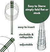 Garden Mile 5Pcs Plant Support Stakes 76cm Green Aluminium Ring Frames view 9