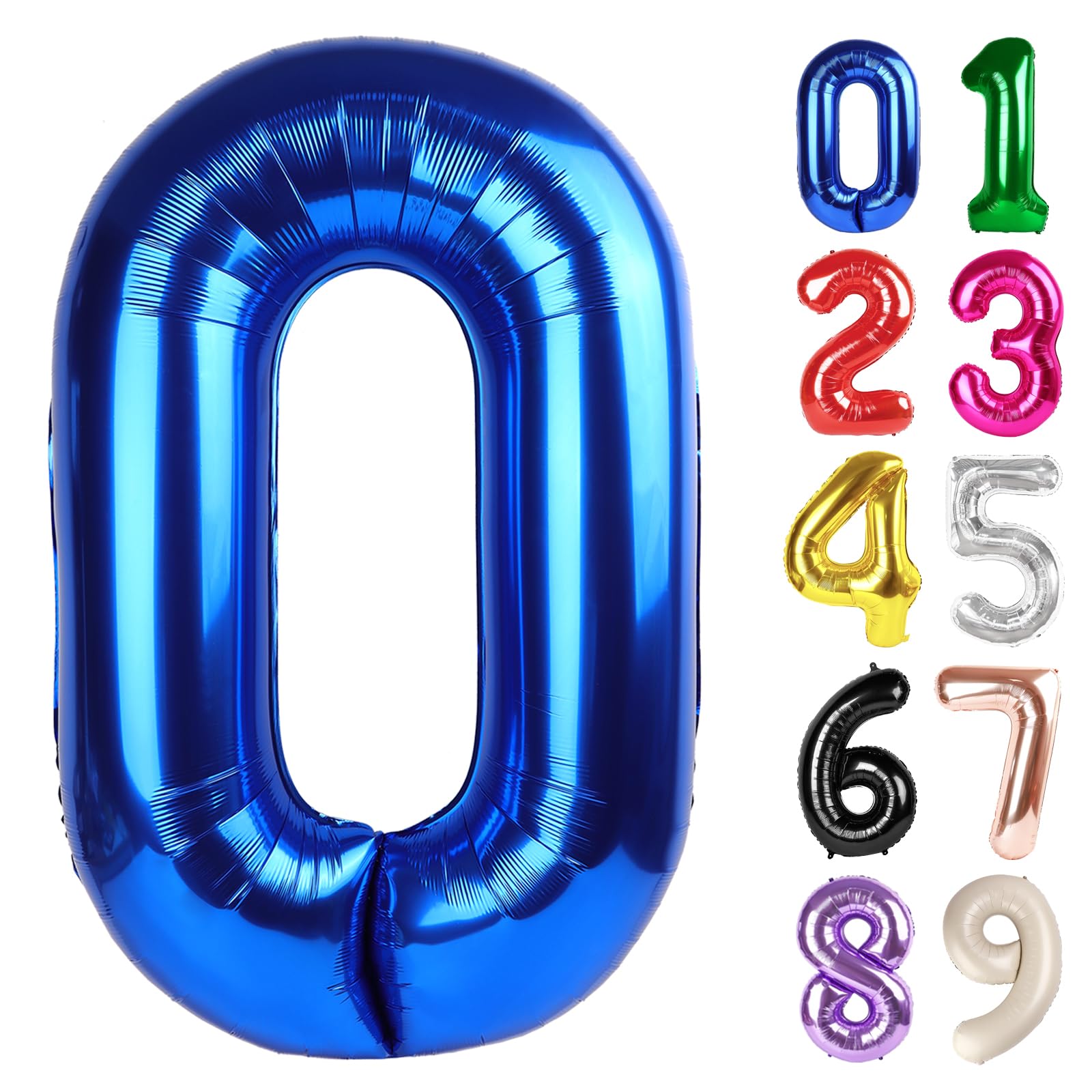 Photo 1 of 0 Balloon - Metallic Blue Birthday Number Balloons, 40 Inch Large Foil Balloons for Men Women Boys Girls Metallic Blue Themed Birthday Decorations