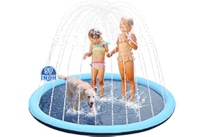 Eooqi Non-Slip Kids Splash Pad 59 Inch Inflatable Toddler Splash Pad Thicken Water Play Dog Sprinkler Backyard Garden Lawn Pool Mat Outside Toys Gifts for Baby Toddler Boys Girls Children Ages 3-12