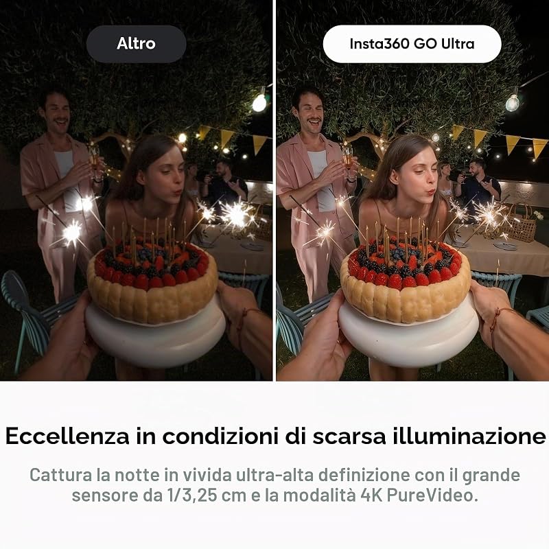 GO Ultra Nero- Mini action cam 4K, vlog camera, fotocamera POV a mani libere, sensore 1/1,28″, pockect cam 53 g, FOV 156°, autonomia 200 min, indossabile (Ricondizionato)