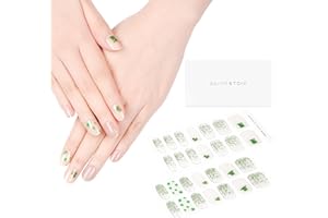 DANNI & TONI Semi Cured Gel Nail Strips - Shamrock Chic St. Patrick's Day Gel Nail Stickers - 28 Green Glitter Semicured Wraps