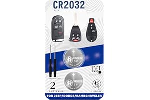 UUAM 2 Pack Key Fob Replacement Battery for Jeep Dodge Ram Chrysler (Cherokee Caravan Town & Country Charger Compass Durango Challenger Journey Renegade Pacifica Patriot) Remote Fobik(Check Fitment Guide)