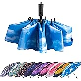 LANBRELLA Compact Reverse Folding Umbrella Auto Windproof Travel Umbrella
