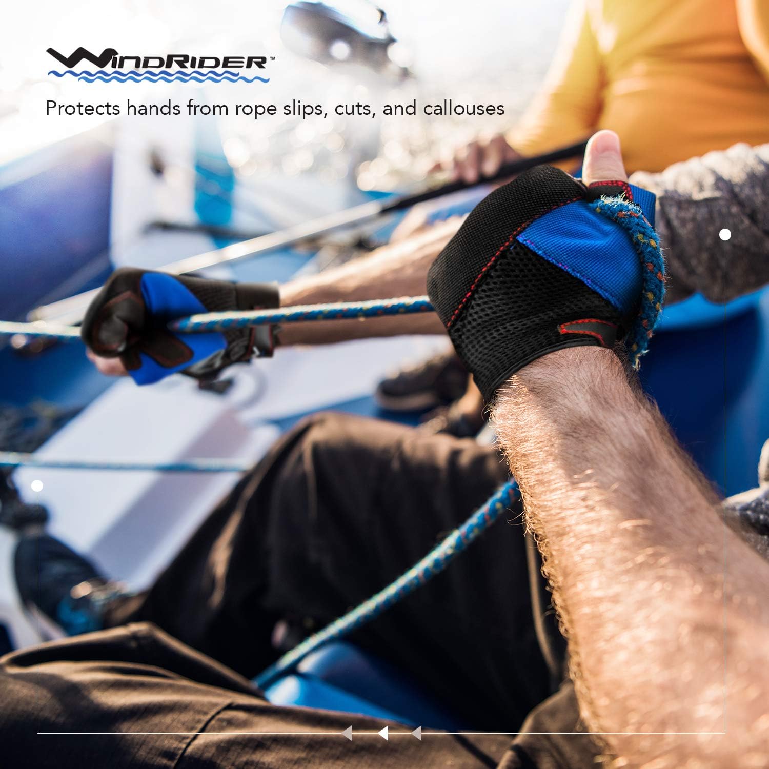 WindRider Pro Sailing Gloves - 3/4 or Full Finger - Padded Palm and Amara Reinforcement - Mesh Back for Comfort - Perfect for Sailing, Paddling, Canoeing or SUP - Sizes for Men, Women and Kids : Clothing