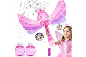EagleStone Princess Bubble Wands for Kids, Bubble Machine for Toddlers, LED Light & Music Bubble Toys with 1 Li-ion Battery, Outdoor Easter Birthday Toys for Toddlers, 3 4 5 6 7 8 Year Old Girl Gifts