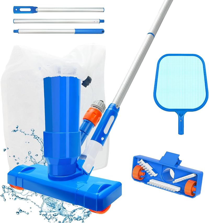POSENOOR Pool Cleaning Kit with Vacuum Cleaner & 48" Pole Set