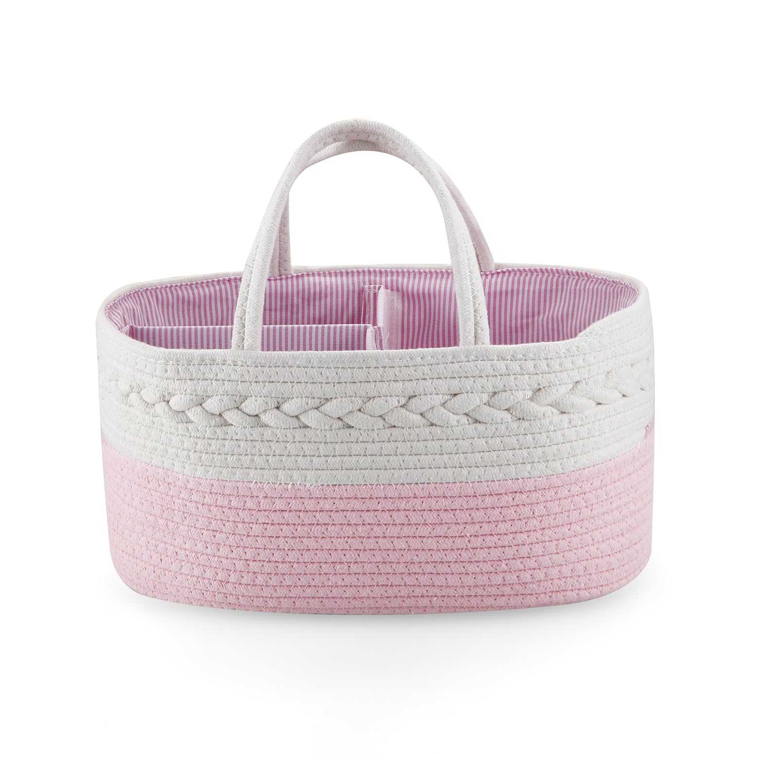 Photo 1 of ** BAG IS GREY NOT PINK**
PandaEar Baby Diaper Caddy Organizer Cotton Rope Nursery Storage Basket Portable Car Organizer for Baby Shower Gifts Newborn Infants -Pink