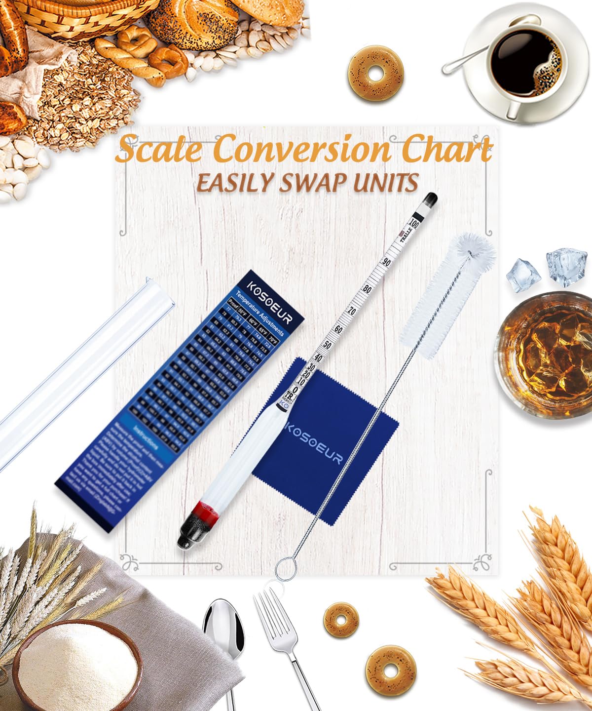 Hydrometer Alcohol Meter Kit, Hydrometer Alcohol 0200 Proof And Tralle