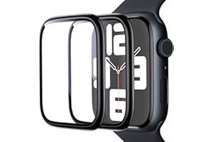 UniqueMe 2 Pack for Apple Watch Screen Protector 44mm, Tempered Glass Series 6/5/4/SE2/SE [Upgrade Glass] [Touch Sensitive ][Non-Bubbles][ Metal Frame] Ultra Clear for iWatch 44mm-Black