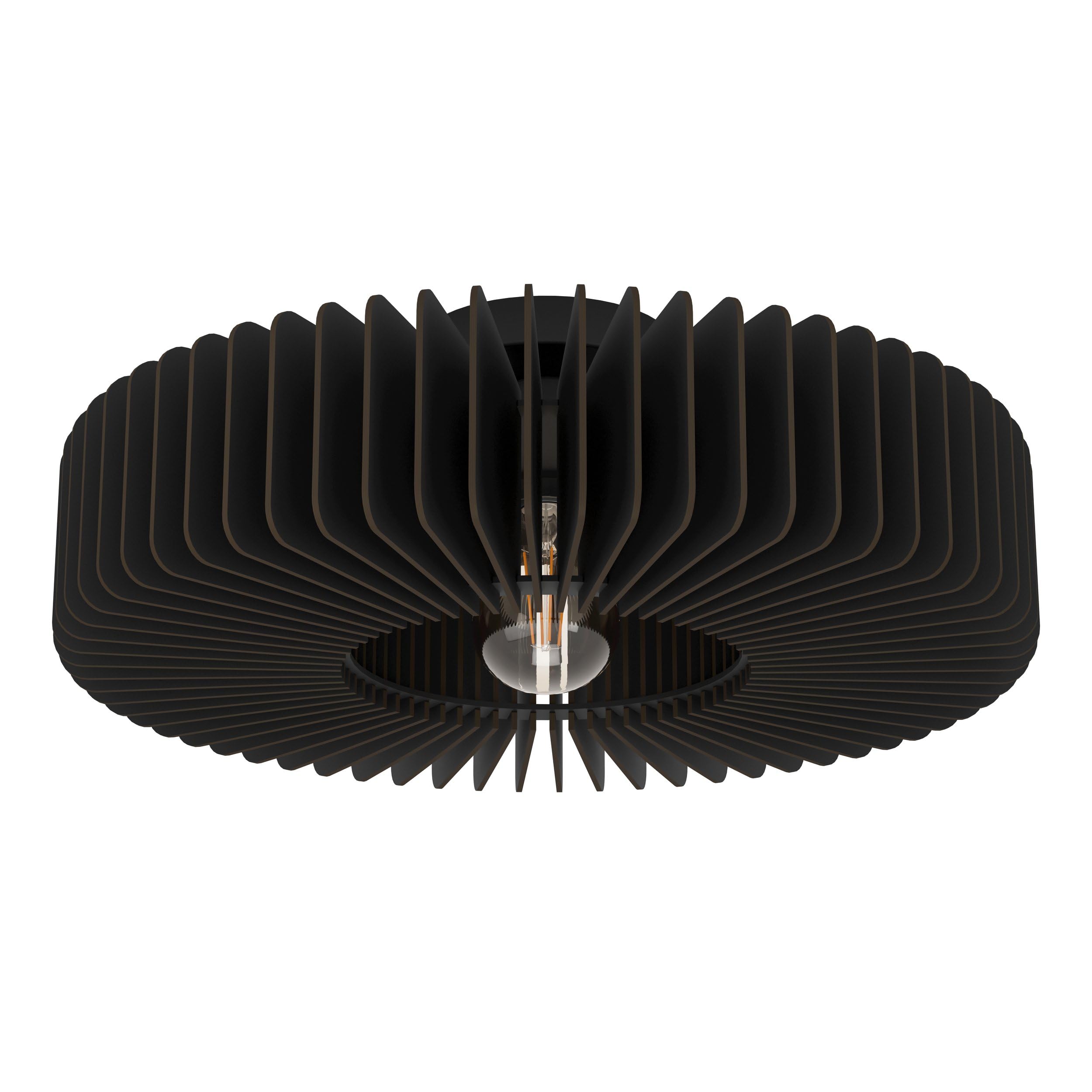 Eglo Ceiling Light Fixture Palombaia, Flush Ceiling lamp, Round Living Room and Bedroom Lighting, Black Wood, E27 Socket, Ø 20"