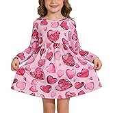 Valentines Toddler Girls Dress Love Hearts Pink Print Dresses Short Sleeve Clothes 3-8Y