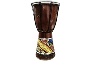 STONEAGE ARTS Djembe Drum Hand Painted Multicolored Dot Aborigine With Unique Random Patterns Bongo African Inspired Music Awesome Gifting Idea. Abstract Wild Animals (10 Inch, Abstract)