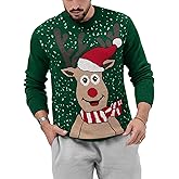 Karlywindow Mens Ugly Christmas Sweater Holiday Reindeer Snowflake Santa Soft Pullover Long Sleeve Knitted Sweaters