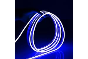 HOTRAN Neon LED Strip Light, 16.4ft Blue 12V Neon Rope Light, Waterproof Flex Cuttable Silicone Strip Light for Indoor Outdoor Decoration (Power Adapter No Included)