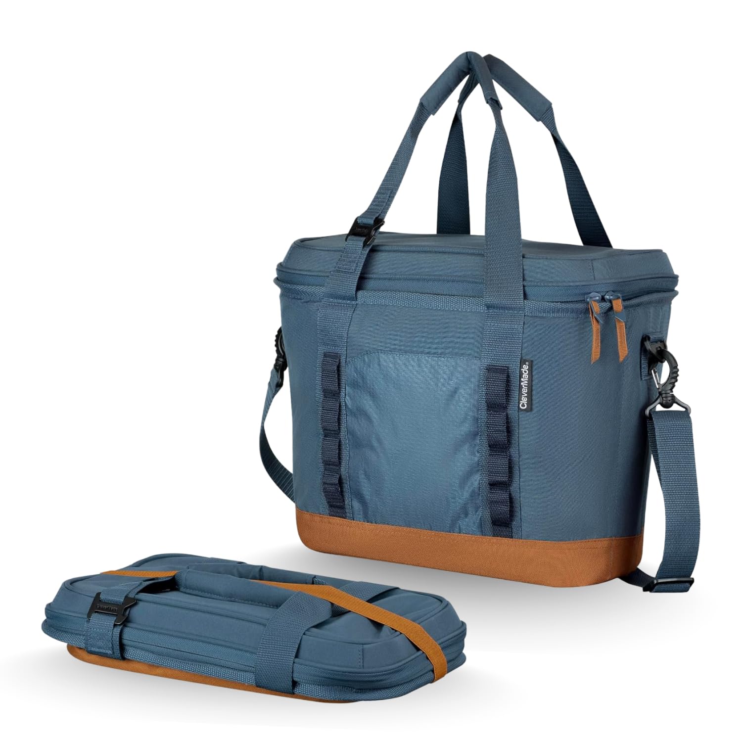 Photo 1 of CleverMade Pacifica Collapsible Insulated Cooler – 30 Can / 21 Qt Leakproof Soft Cooler for Beach, Travel, Car – Shoulder Strap, Bottle Opener – Ocean
