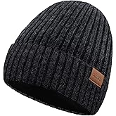 Oversize XXL Winter Beanie Hat for Men Women, Wool Warm Knit Hats Ski Cap Unisex Fashion Knit Cuffed Cap for Big Heads