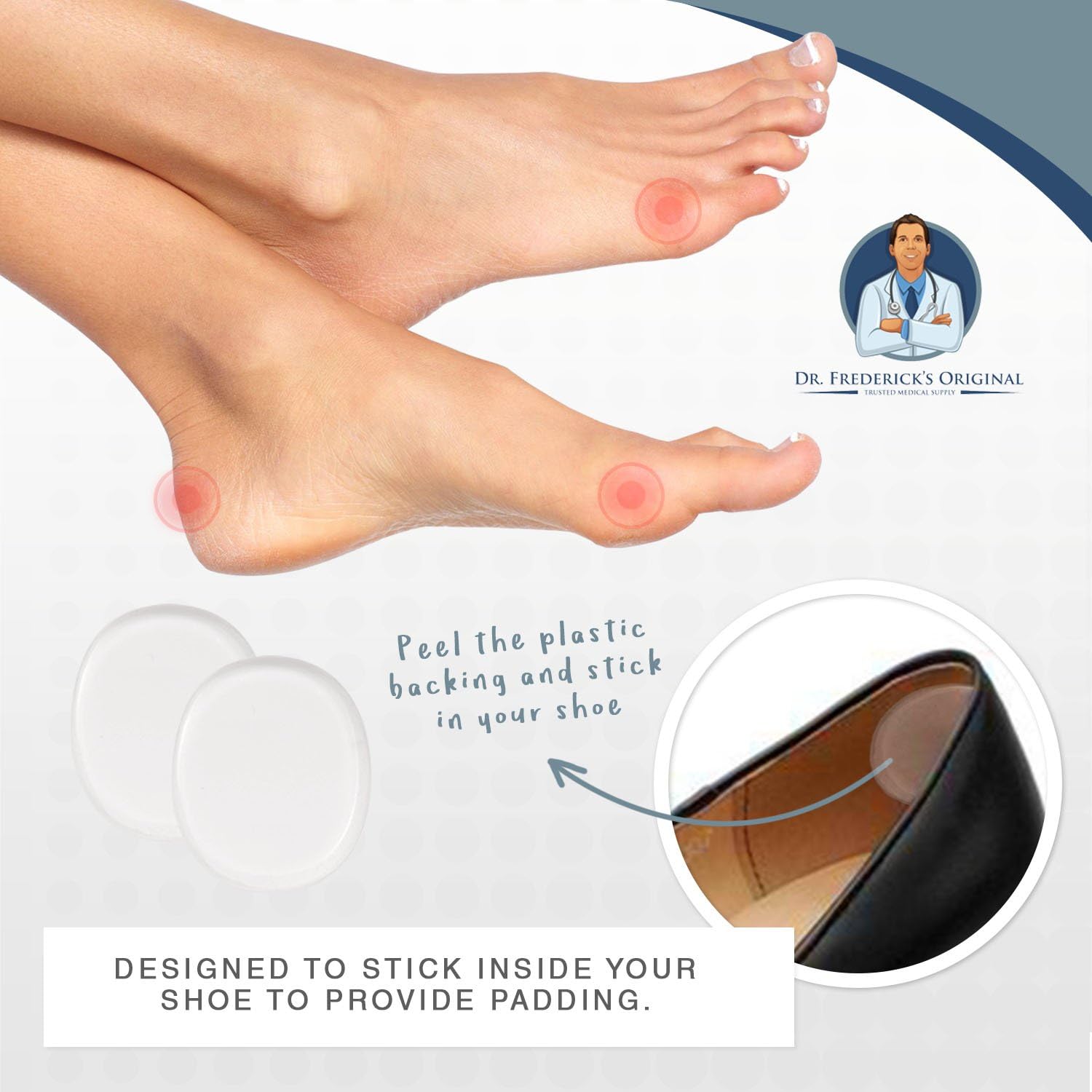 Dr. Frederick's Original Spot Gel Blister Pads - 12 Pieces - Relieve Pain from Calluses, Bunions, Corns, Ill-Fitting Shoes - Adhesive Gel Pads to Protect Your Feet: Health & Personal Care