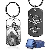 BEXOA EDC Custom Keychain with Picture - Personalized Photo Text Key Chain Valentines Gifts for Him Boyfriend Men