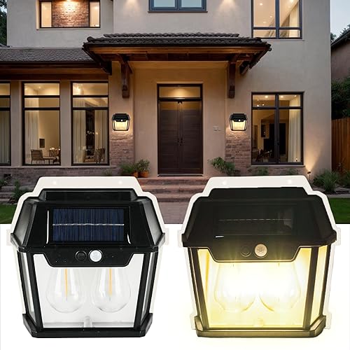 SC-Daily Solar Wall Lights Outdoor, 3 Modes Security Outdoor Motion Sensor Lights, 270° Wide Angle Garden Lights IP65 Waterproof Solar Wall Light for Front Door, Garage, Fence (2 Pack)