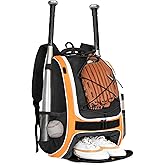 WOLT Youth Baseball Bag - Bat Backpack for Baseball, T-Ball & Softball Equipment & Gear, Bat & Glove Holder, Large Main Compartment for Helmet & accessories, Separate Shoes Compartment, Fence Hook