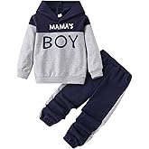Toddler Boys'Color-Block Letter Hooded Top and Casual Long Pants 2-Piece Fall Clothing Set