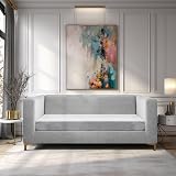 Teynewer Sofa Seat Cushion Cover Velvet Stretch Non-Slip 2 Seater Light Grey view 7