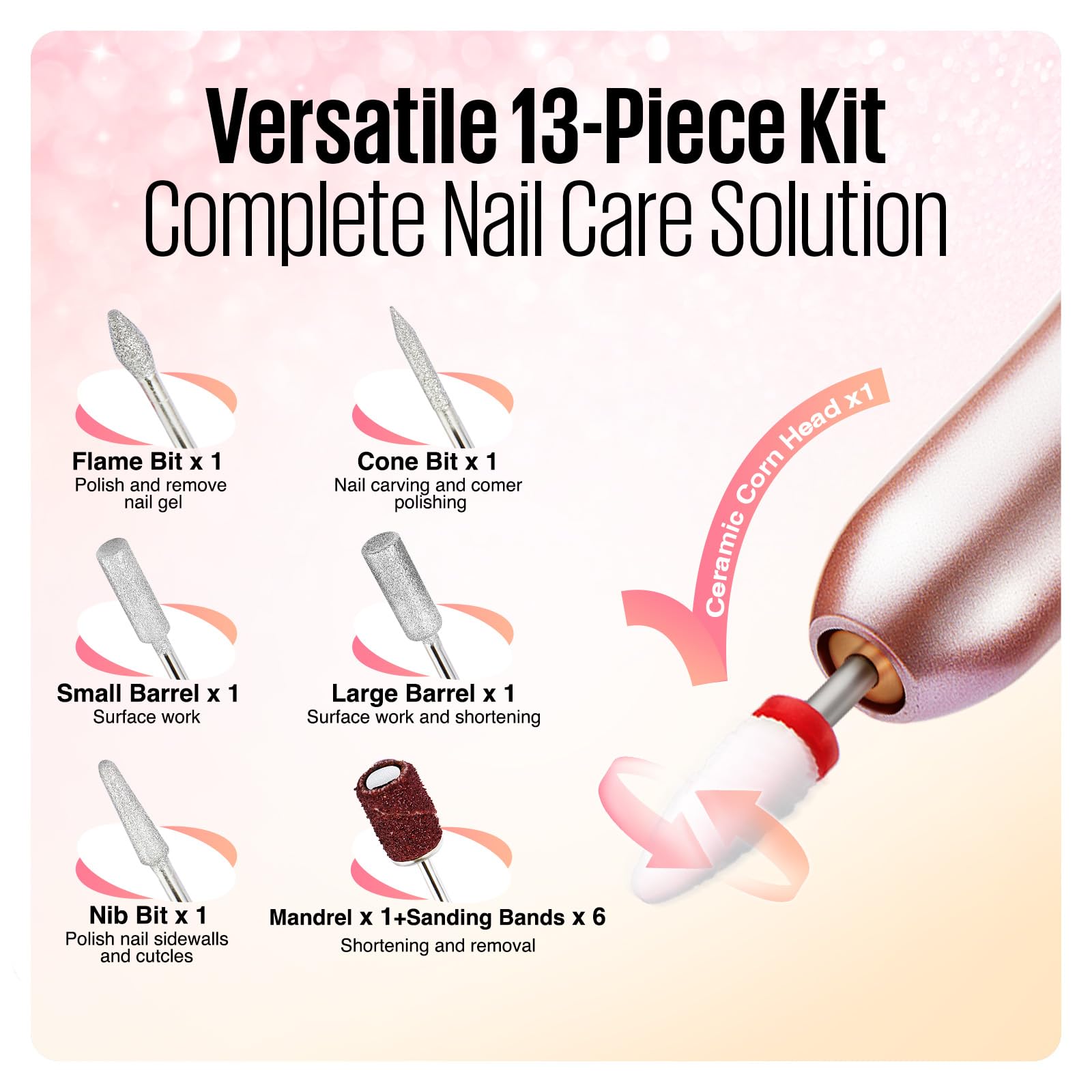 MEFA Nail Drill, 16 PCS Kit Electric Nail Drill with Nail Drill Bits & Cuticle Oil Pen, Portable Electric Nail File Professional, 20000RPM Manicure Pedicure Nail Set Efile Nail Drill for Home Salon