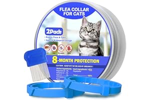 QUIVANTA Flea and Tick Collar for Cats 8 Months of Cat Flea Collar Protection 2 Collars Made with Premium Plant Based Essential Oil Waterproof and Natural Treatment Prevention Free Comb