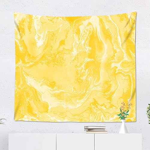 Suklly Tapestry Wall Hanging Polyester Handmade Marble Yellow Colour Home Decor Living Room Bedroom Dorm 50 X 60 Inches Rectangle Picnic Mat Beach Towel