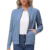 KANCY KOLE Women's Zip Up Sweaters Jacket, Cable Knit Chunky Cardigan Sweater with Pockets, Fall Winter Clothes