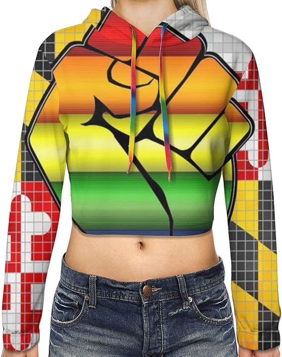 Amazon Co Jp フィスト メリーランドフラグ レインボーゲイ パーカー レディース ヘソ出し 長袖 裏起毛 プルオーバーパーカー セクシー 可愛い 春秋冬 人気 きれいめ 通勤 通学 カジュアル 服 ファッション小物