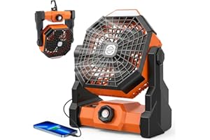 Ninonly Camping Fan, 3 IN 1 Camping Fan for Tent, 24000mAh Rechargeable Tent Ceiling Fan, Battery Operated Tent Fan with LED 